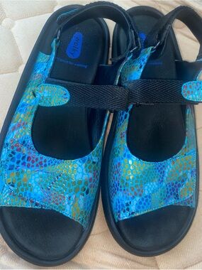Wolky Woman's EUR 42 US 11  Slingback Open Toe Sandal Blue Multi Colored